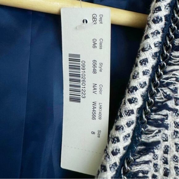 J Crew Terrazzo Fringe Trim Linen Blend Tweed Blazer size 8 New - Picture 6 of 11